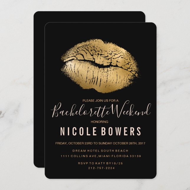 Bachelorette Weekend Itinerary Invitation (Front/Back)