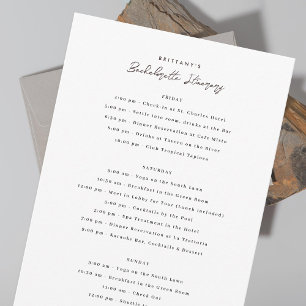 Bachelorette Weekend Itinerary Invitation