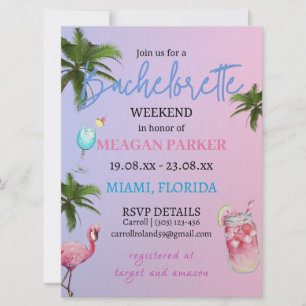 Bachelorette Weekend Itinerary   Miami Beach Invitation