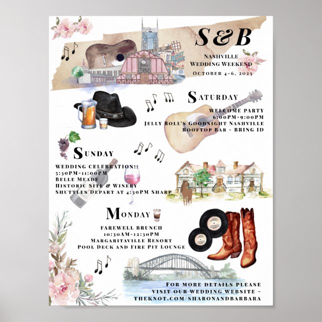 Bachelorette Weekend Itinerary | Nashville Poster (Front)