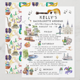 Bachelorette Weekend Itinerary New Orleans Invitation