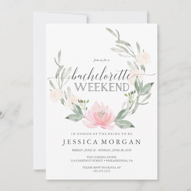 Bachelorette Weekend Itinerary Pastel Blush Invitation (Front)