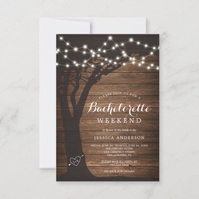 Bachelorette Weekend Itinerary Rustic Country Invi Invitation (Front)