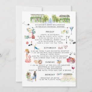 Bachelorette Weekend Itinerary Savannah, Georgia Invitation