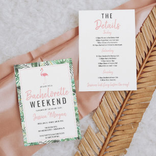 Bachelorette Weekend Itinerary Tropical Flamingo Invitation