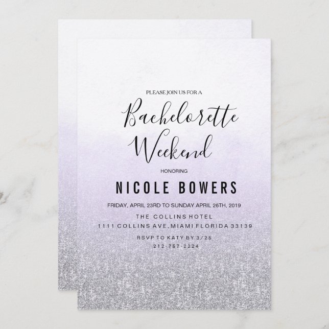 Bachelorette Weekend Lavender Invitation (Front/Back)