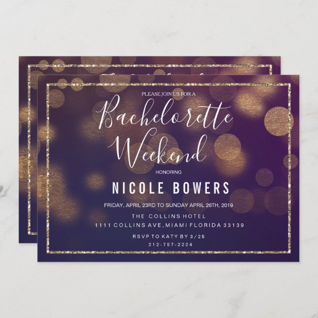 Bachelorette Weekend Lights Invitation (Front/Back)