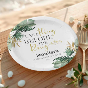 Bachelorette Weekend Paper Plates Tropical Rings
