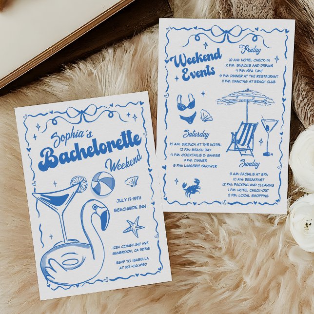 Bachelorette Weekend Party Blue Invitation (Creator Uploaded)