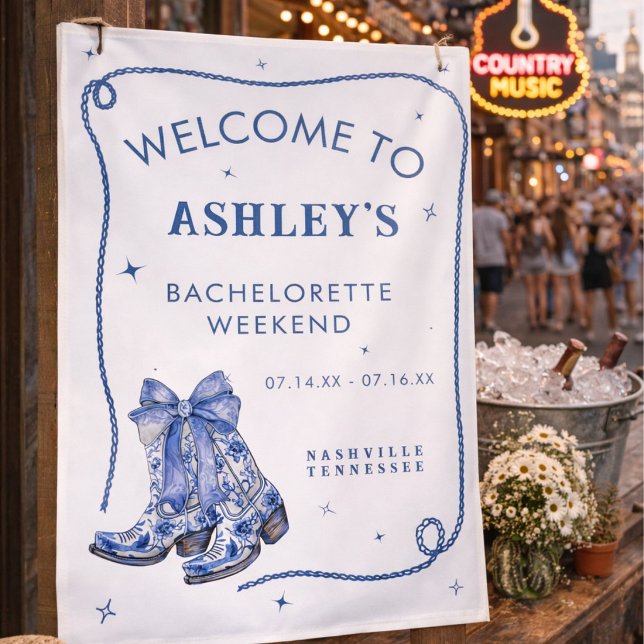 Bachelorette Weekend Party Blue Welcome Sign (Creator Uploaded)