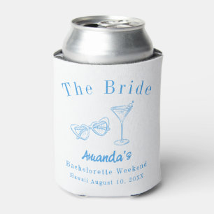Bachelorette Weekend Party Bride Beach Blue Can Cooler