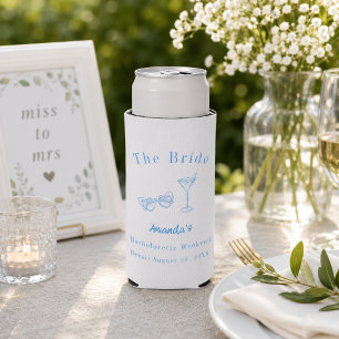 Bachelorette Weekend Party Bride Beach Blue Seltzer Can Cooler