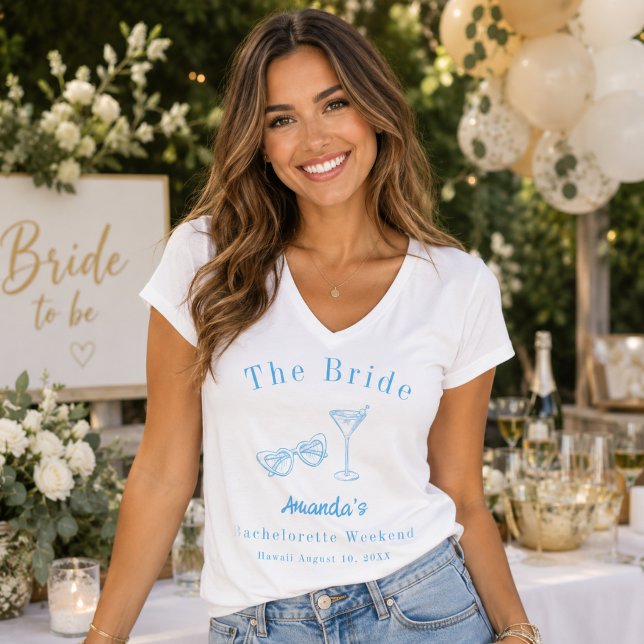 Bachelorette Weekend Party Bride Beach Blue T-Shirt (Creator Uploaded)