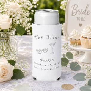 Bachelorette Weekend Party Bride Beach Sage Green Seltzer Can Cooler