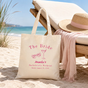 Bachelorette Weekend Party Bride Pink Beach Tote Bag