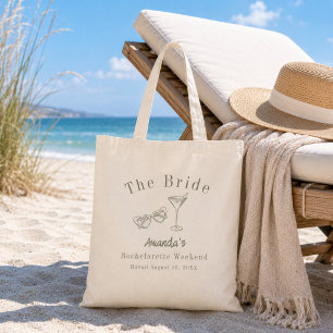 Bachelorette Weekend Party Bride Sage Green Beach Tote Bag