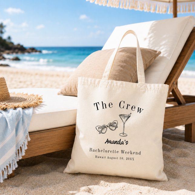 Bachelorette Weekend Party Crew Beach Tote Bag (Creator Uploaded)