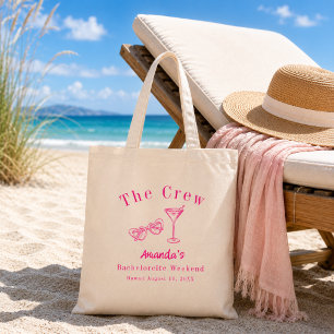 Bachelorette Weekend Party Crew Pink Beach Tote Bag