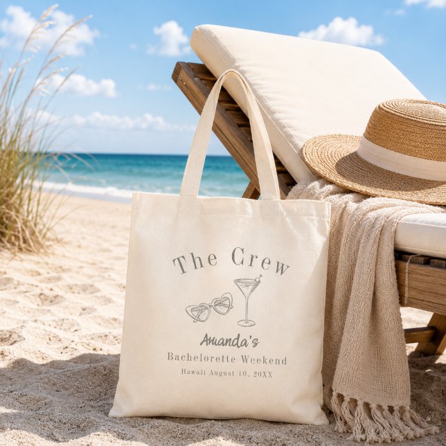 Bachelorette Weekend Party Crew Sage Green Beach Tote Bag (Creator Uploaded)