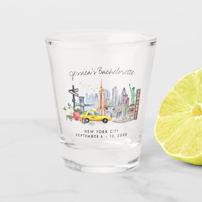 Bachelorette Weekend Party Favour | New York Shot Glass (Front)