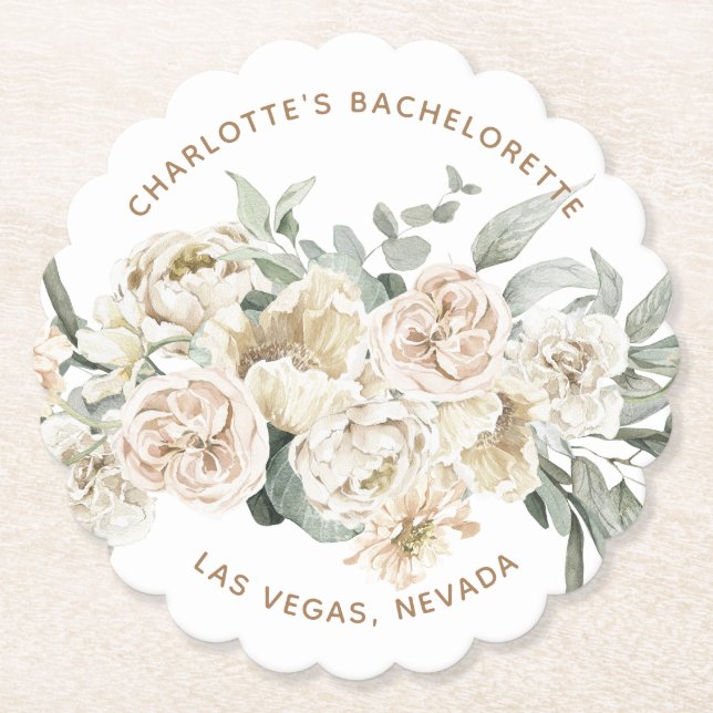 Bachelorette Weekend Party Favour Personalised Gif Paper Coaster (Front)