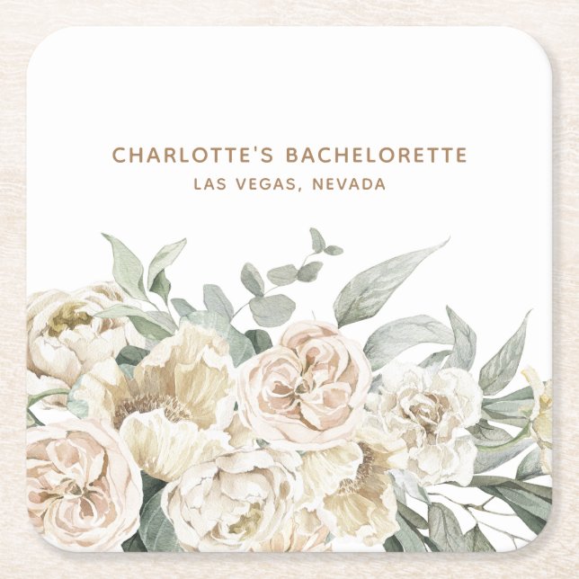 Bachelorette Weekend Party Favour Personalised Gif Square Paper Coaster (Front)