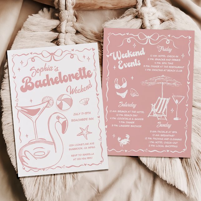 Bachelorette Weekend Party Pink Invitation (Creator Uploaded)