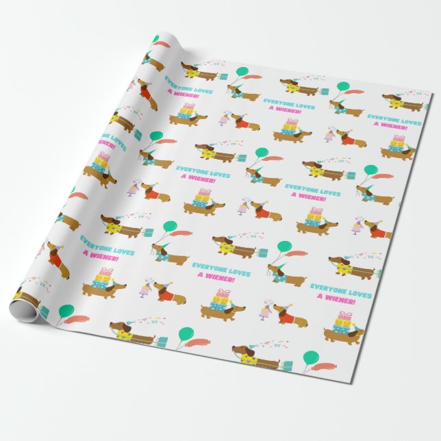 Bachelorette Wiener and Dachshund Themed Party Box Wrapping Paper (Unrolled)