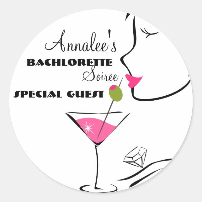 Bachlorette Martini Classic Round Sticker (Front)