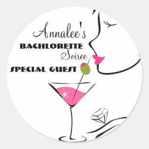 Bachlorette Martini Classic Round Sticker