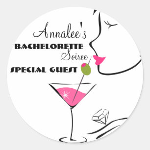 Bachlorette Martini Classic Round Sticker