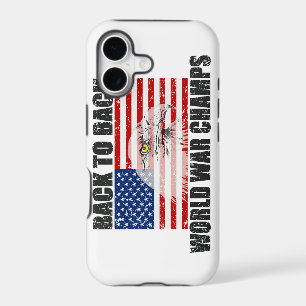 Back 2 Back World War Champs US Flag Distressed