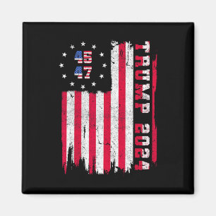 Back) 45 47 Trump 2024 American Flag Magnet