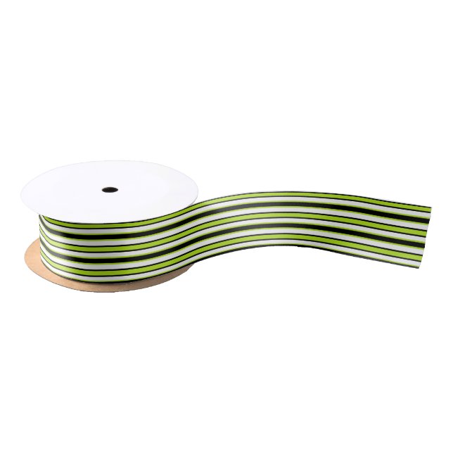 Back and Forth Black and Lime Green Satin Ribbon (Spool)