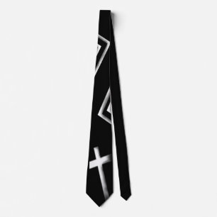 Back and white cross and diamond pattern neck tie