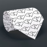 Back and white interlocking hearts drawing wedding tie<br><div class="desc">Back and white interlocking hearts drawing wedding neck ties. Two Interlocked love hearts design. Perfect for romantic groom,  groomsmen,  best man,  bachelor,  husband etc. White or custom colour. Great for wedding party,  romantic date,  engagement,  anniversary etc.</div>