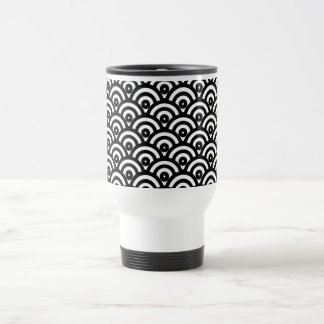 Back And White Japenese Wave Travel Mug