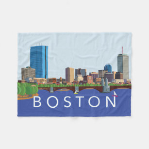 Back Bay Boston Skyline Computer Illustration Fleece Blanket