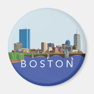 Back Bay Boston Skyline Computer Illustration Magnet