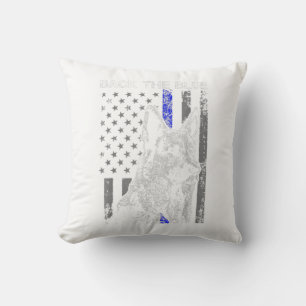 back  blue thin blue line flag k-9 german shepherd cushion