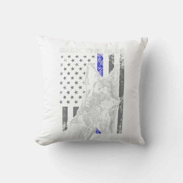 back  blue thin blue line flag k-9 german shepherd cushion (Front)