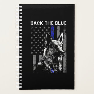 back blue thin blue line flag k-9 german shepherd planner