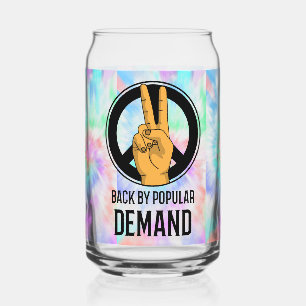 Back By Popular Demand   Tie-Dye Peace Sign  Can Glass
