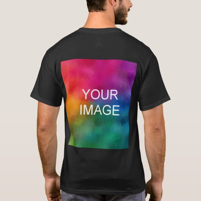 Back Design Add Replace Image Template Men's Black T-Shirt (Back)