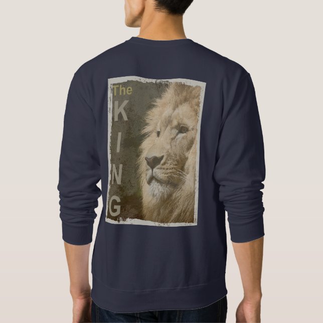 Back Design Print Pop Art Lion Head The King Mens Sweatshirt (Back)