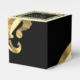 Back, gold fleur de lys wedding favour box