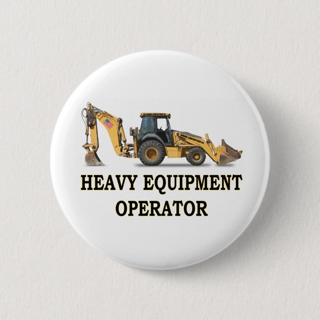 BACK HOE LOADER 6 CM ROUND BADGE (Front)