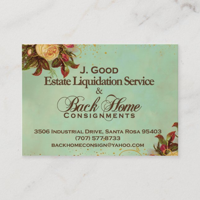 Back Home Consignments Custom Business Card (Front)