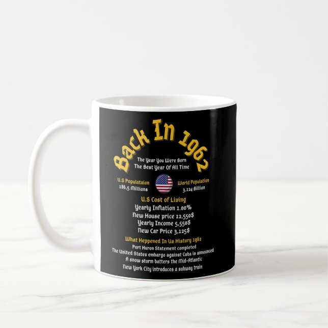 Back In 1962 The Year You Were Born - 60th Birthda Coffee Mug (Left)