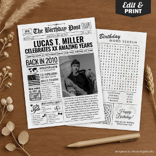 Back in 2010 Birthday Newspaper with Custom Photo Holiday Card